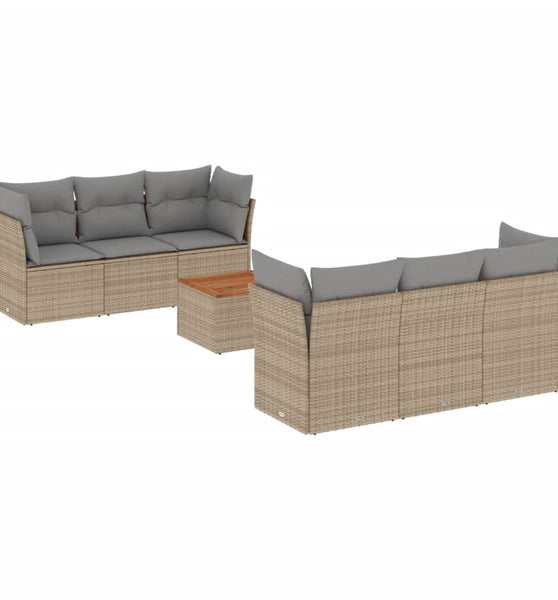 7-tlg. Garten-Sofagarnitur mit Kissen Beige Poly Rattan
