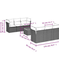 7-tlg. Garten-Sofagarnitur mit Kissen Beige Poly Rattan