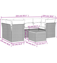 7-tlg. Garten-Sofagarnitur mit Kissen Beige Poly Rattan