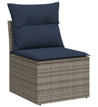 9-tlg. Garten-Sofagarnitur mit Kissen Grau Poly Rattan