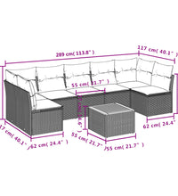 8-tlg. Garten-Sofagarnitur mit Kissen Grau Poly Rattan