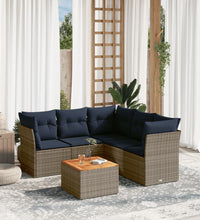 6-tlg. Garten-Sofagarnitur mit Kissen Grau Poly Rattan