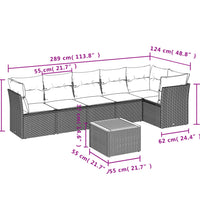 7-tlg. Garten-Sofagarnitur mit Kissen Beige Poly Rattan