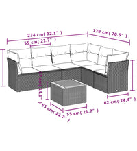 7-tlg. Garten-Sofagarnitur mit Kissen Beige Poly Rattan