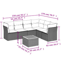 7-tlg. Garten-Sofagarnitur mit Kissen Beige Poly Rattan
