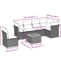 7-tlg. Garten-Sofagarnitur mit Kissen Beige Poly Rattan
