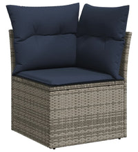 9-tlg. Garten-Sofagarnitur mit Kissen Grau Poly Rattan