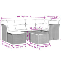 7-tlg. Garten-Sofagarnitur mit Kissen Beige Poly Rattan