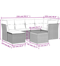 7-tlg. Garten-Sofagarnitur mit Kissen Beige Poly Rattan