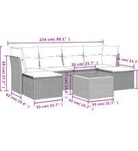 7-tlg. Garten-Sofagarnitur mit Kissen Beige Poly Rattan