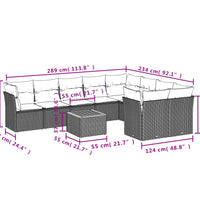 10-tlg. Garten-Sofagarnitur mit Kissen Grau Poly Rattan