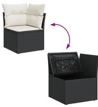 10-tlg. Garten-Sofagarnitur mit Kissen Schwarz Poly Rattan