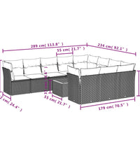 11-tlg. Garten-Sofagarnitur mit Kissen Beige Poly Rattan