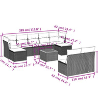 10-tlg. Garten-Sofagarnitur mit Kissen Grau Poly Rattan