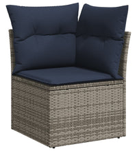 14-tlg. Garten-Sofagarnitur mit Kissen Grau Poly Rattan