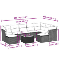 10-tlg. Garten-Sofagarnitur mit Kissen Schwarz Poly Rattan