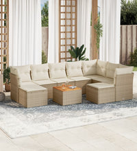 10-tlg. Garten-Sofagarnitur mit Kissen Beige Poly Rattan