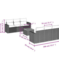 7-tlg. Garten-Sofagarnitur mit Kissen Beige Poly Rattan