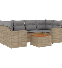 7-tlg. Garten-Sofagarnitur mit Kissen Beige Poly Rattan