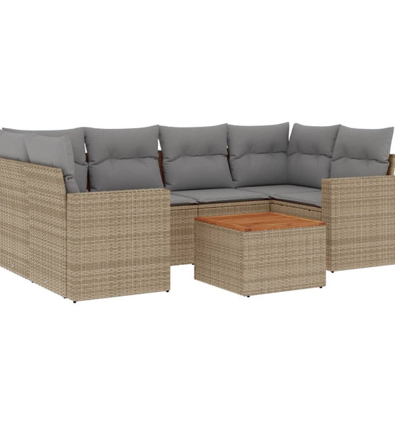 7-tlg. Garten-Sofagarnitur mit Kissen Beige Poly Rattan