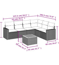 7-tlg. Garten-Sofagarnitur mit Kissen Beige Poly Rattan