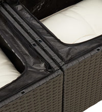 10-tlg. Garten-Sofagarnitur mit Kissen Schwarz Poly Rattan