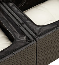 10-tlg. Garten-Sofagarnitur mit Kissen Schwarz Poly Rattan