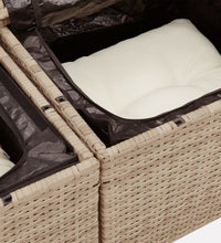 7-tlg. Garten-Sofagarnitur mit Kissen Beige Poly Rattan