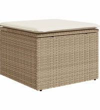 7-tlg. Garten-Sofagarnitur mit Kissen Beige Poly Rattan
