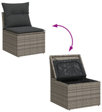 10-tlg. Garten-Sofagarnitur mit Kissen Grau Poly Rattan