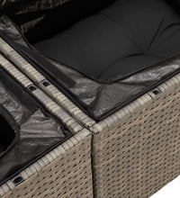 10-tlg. Garten-Sofagarnitur mit Kissen Grau Poly Rattan