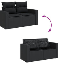 10-tlg. Garten-Sofagarnitur mit Kissen Schwarz Poly Rattan