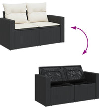 10-tlg. Garten-Sofagarnitur mit Kissen Schwarz Poly Rattan