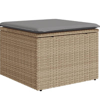 10-tlg. Garten-Sofagarnitur mit Kissen Beige Poly Rattan