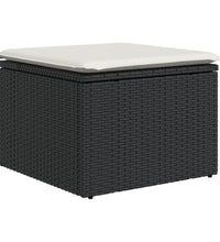 10-tlg. Garten-Sofagarnitur mit Kissen Schwarz Poly Rattan