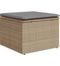 10-tlg. Garten-Sofagarnitur mit Kissen Beige Poly Rattan