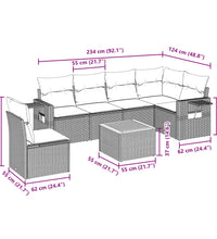 7-tlg. Garten-Sofagarnitur mit Kissen Beige Poly Rattan