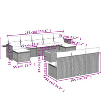 11-tlg. Garten-Sofagarnitur mit Kissen Beige Poly Rattan