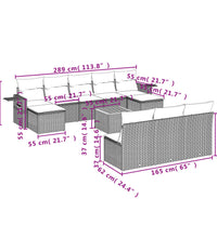 11-tlg. Garten-Sofagarnitur mit Kissen Beige Poly Rattan