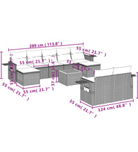 10-tlg. Garten-Sofagarnitur mit Kissen Schwarz Poly Rattan