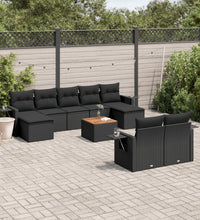 10-tlg. Garten-Sofagarnitur mit Kissen Schwarz Poly Rattan