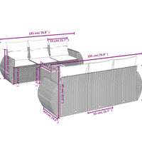 7-tlg. Garten-Sofagarnitur mit Kissen Beige Poly Rattan