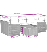 7-tlg. Garten-Sofagarnitur mit Kissen Beige Poly Rattan