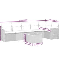 7-tlg. Garten-Sofagarnitur mit Kissen Beige Poly Rattan