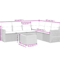 7-tlg. Garten-Sofagarnitur mit Kissen Beige Poly Rattan