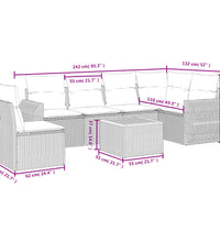 7-tlg. Garten-Sofagarnitur mit Kissen Beige Poly Rattan