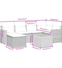 7-tlg. Garten-Sofagarnitur mit Kissen Beige Poly Rattan