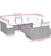 10-tlg. Garten-Sofagarnitur mit Kissen Schwarz Poly Rattan
