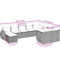 10-tlg. Garten-Sofagarnitur mit Kissen Schwarz Poly Rattan