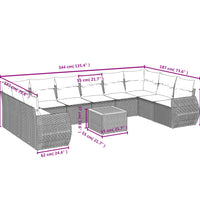 11-tlg. Garten-Sofagarnitur mit Kissen Beige Poly Rattan